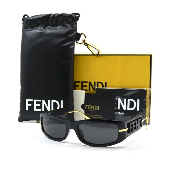 NEW FENDI FE40120I 01A SHINY BLACK GREY AUTHENTIC SUNGLASSES - Picture 1 of 12